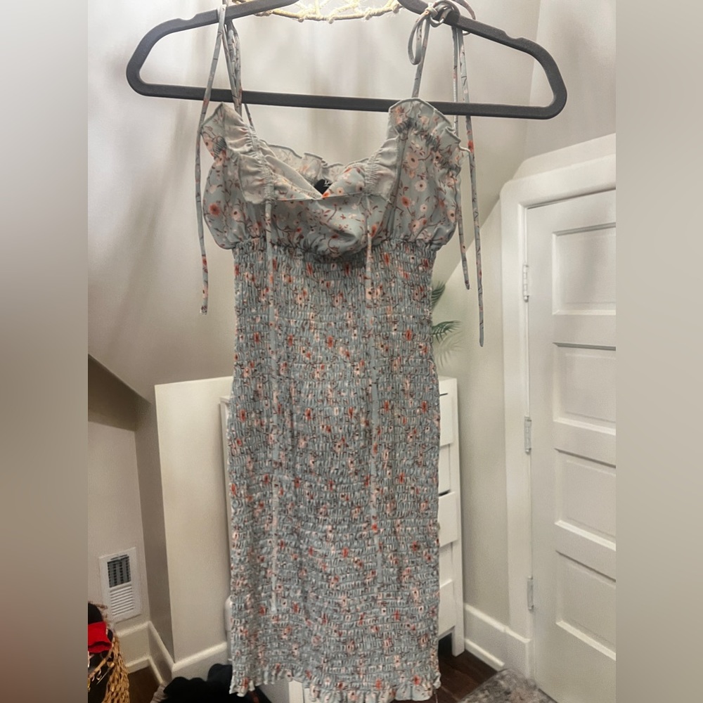 Floral ruched mini dress